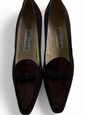Etienne Aigner Women's Dark Brown Suede Pointed-Toe heels with Bow